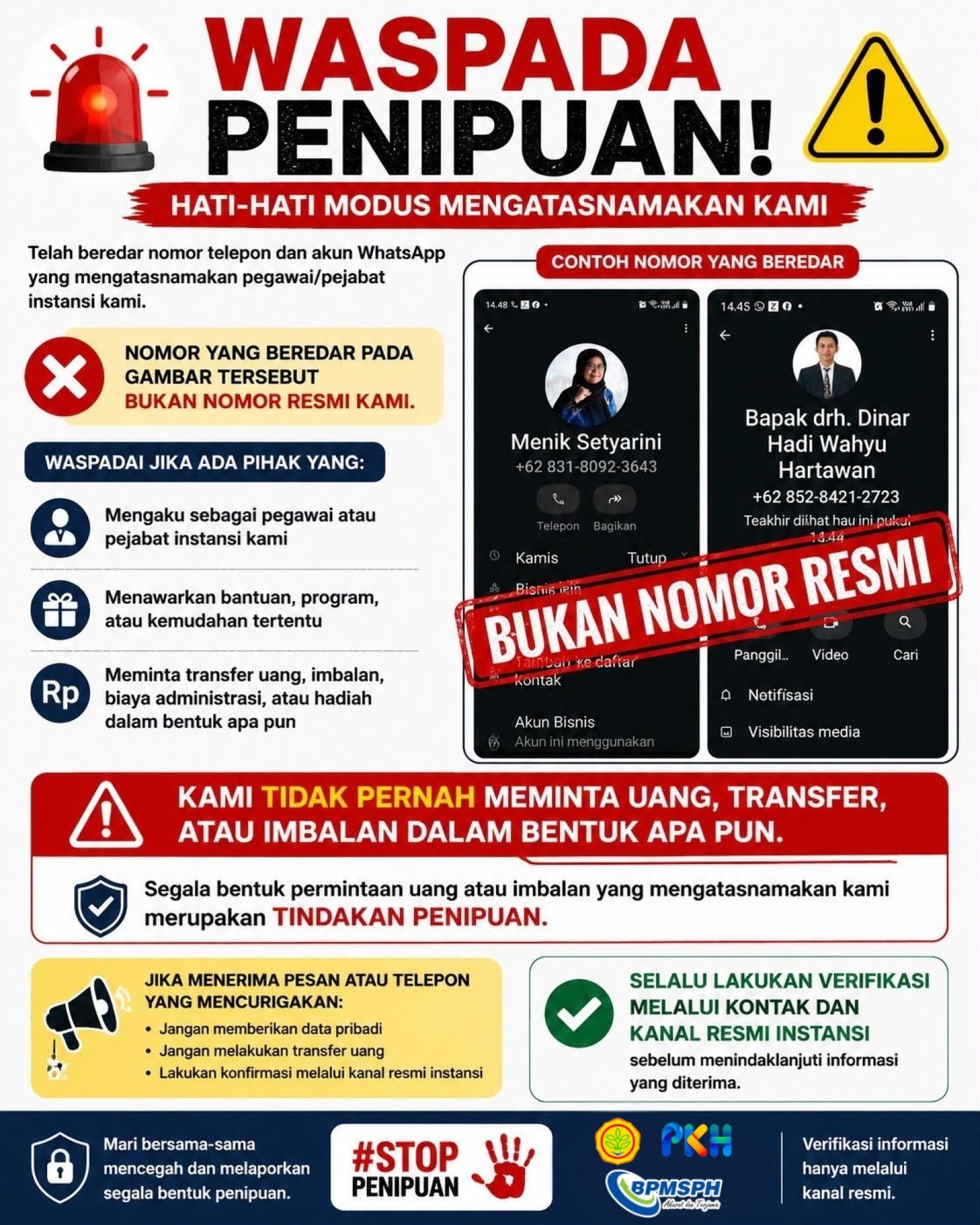 PENGUMUMAN WASPADA PENIPUAN