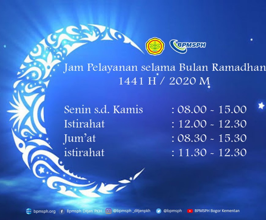 Penyesuaian Jam Kerja dan Jam Pelayanan BPMSPH Selama Bulan Ramadhan Tahun 2020/1441 H