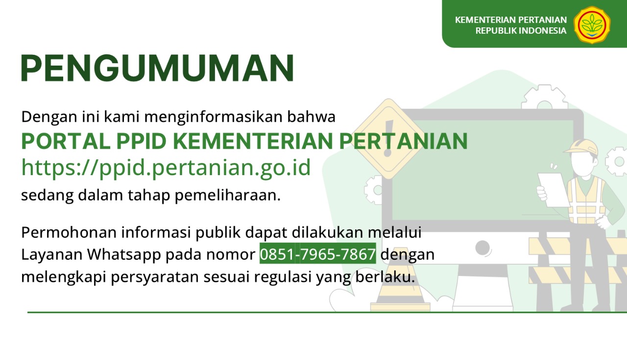 Portal PPID Kementerian Pertanian Sedang dalam Tahap Pemeliharaan